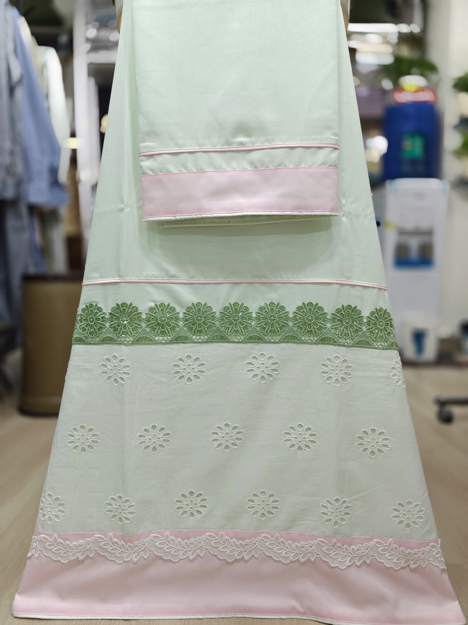 Pastel Green Hakoba Panel Lacing Rida Pastel Green Hakoba Panel Lacing Rida